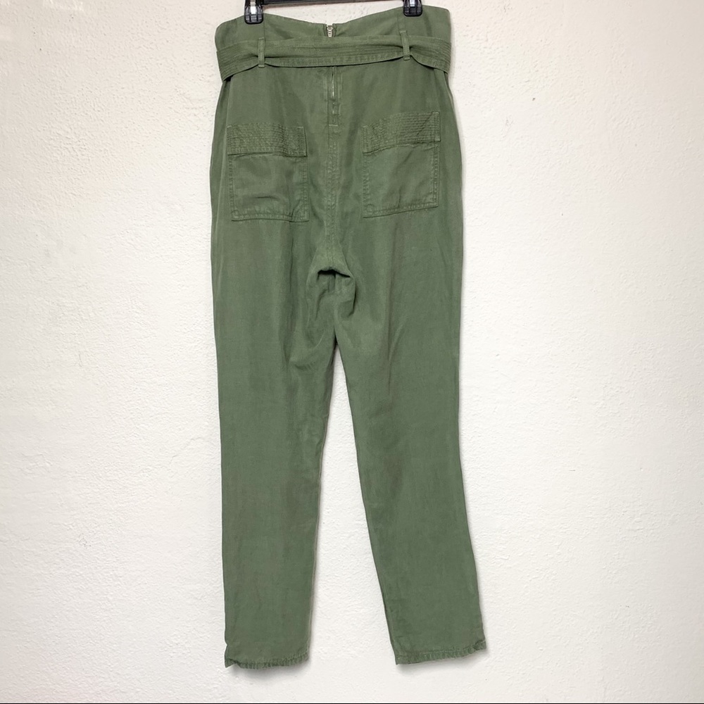 One Teaspoon Olive Green Paperbag High Waist Belted Pants Linen Cotton - Picture 4 of 8